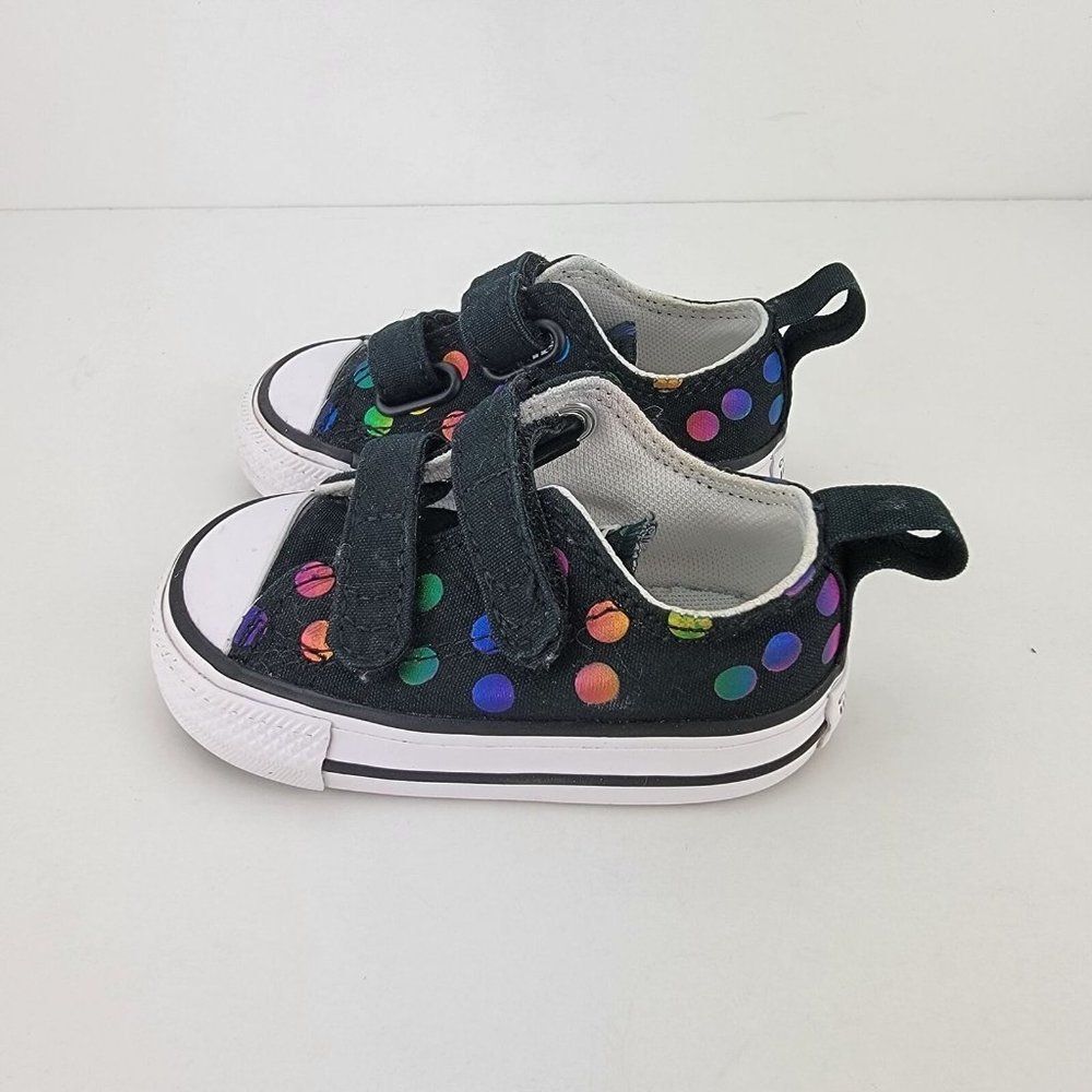 Converse All Star Infant Size 3 Multicolor Poka Dots Hook Loop Sneakers 769847F